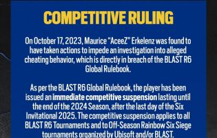 BLAST bans Rainbow Six: Siege player until end of 2024 season for impeding cheating investigation
