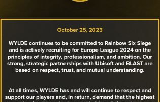 Wylde affirms its commitment to Rainbow Six: Siege esports