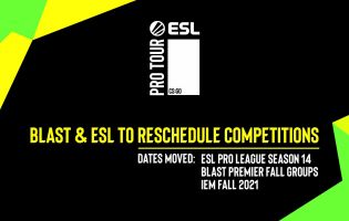 ESL and BLAST has rescheduled a few CS:GO events