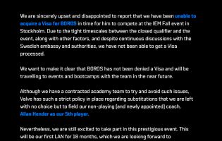 Endpoint will have its CS:GO coach standing in for the IEM Fall 2021 event due to VISA issues with its fifth player